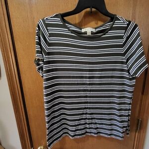 Michael Kors Black and White Striped Tee